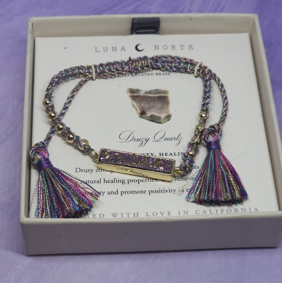 Luna Norte Jewelry - Luna Norte Multicolor Druzy Quartz Adjustable Bracelet NWT